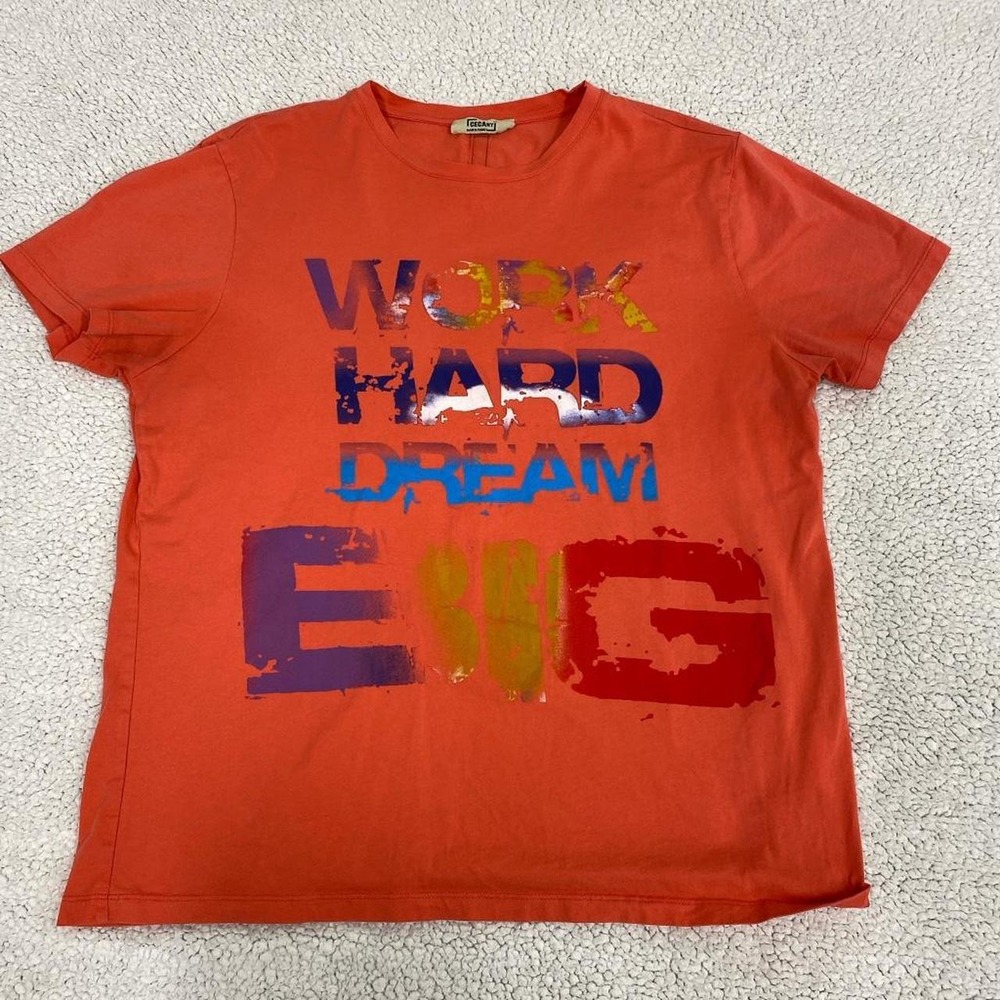 Cecany Mens Work Hard Dream Big Pink Graphic Tee Shirt T-S#517 Size M